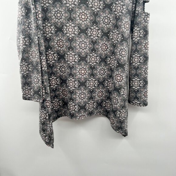 Apt. 9 Women's Long Ladder Sleeve Top Gray/Multi Size Small - Picture 2 of 9